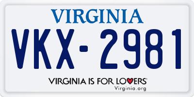 VA license plate VKX2981