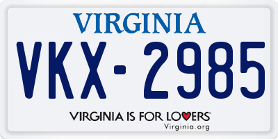 VA license plate VKX2985