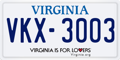 VA license plate VKX3003