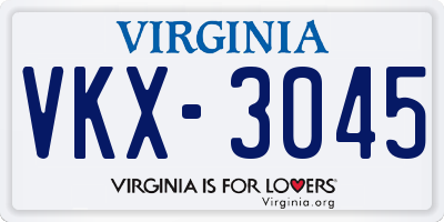 VA license plate VKX3045