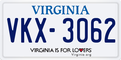 VA license plate VKX3062