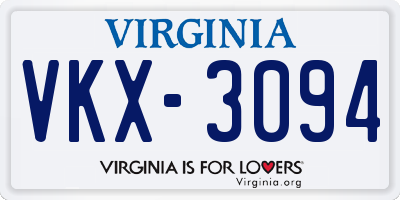VA license plate VKX3094