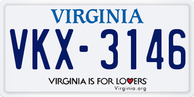 VA license plate VKX3146