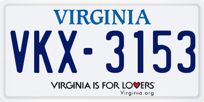 VA license plate VKX3153