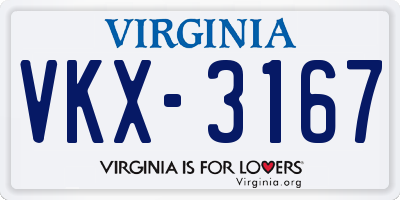 VA license plate VKX3167