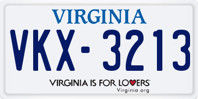 VA license plate VKX3213