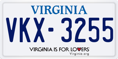 VA license plate VKX3255