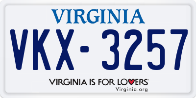 VA license plate VKX3257