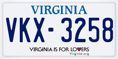 VA license plate VKX3258
