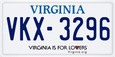 VA license plate VKX3296