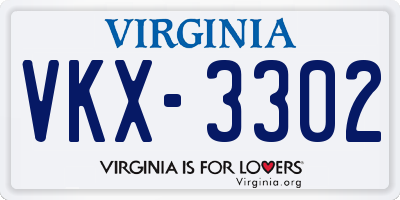 VA license plate VKX3302