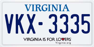 VA license plate VKX3335
