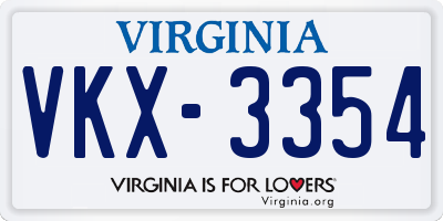 VA license plate VKX3354