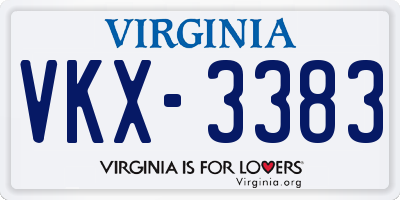 VA license plate VKX3383