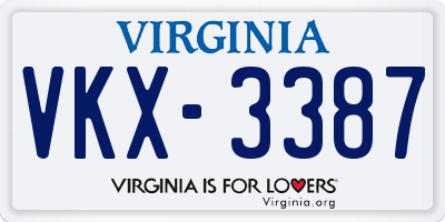 VA license plate VKX3387