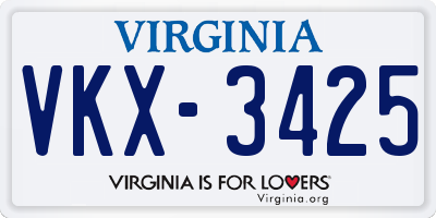 VA license plate VKX3425