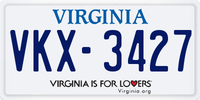 VA license plate VKX3427