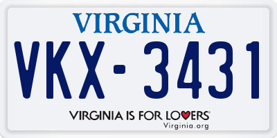 VA license plate VKX3431