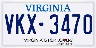 VA license plate VKX3470