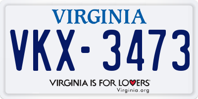 VA license plate VKX3473