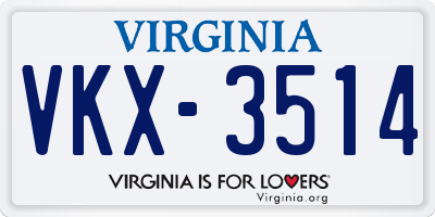 VA license plate VKX3514