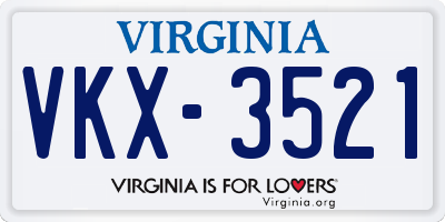 VA license plate VKX3521