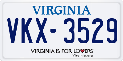 VA license plate VKX3529