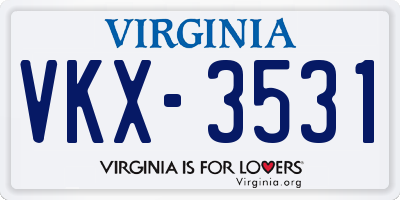 VA license plate VKX3531