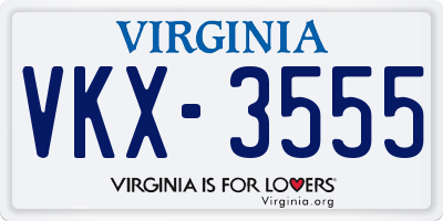 VA license plate VKX3555
