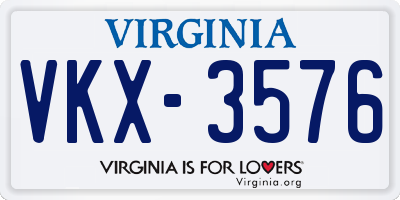 VA license plate VKX3576
