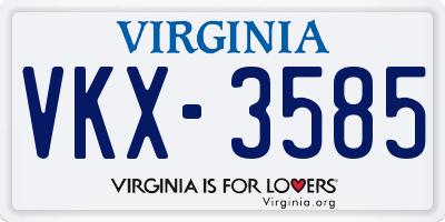 VA license plate VKX3585