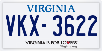 VA license plate VKX3622