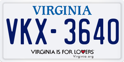 VA license plate VKX3640