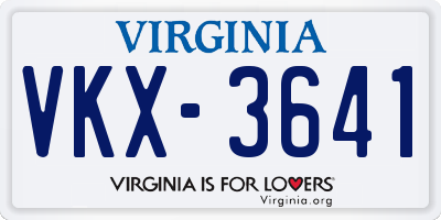 VA license plate VKX3641