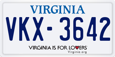 VA license plate VKX3642