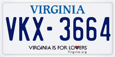 VA license plate VKX3664