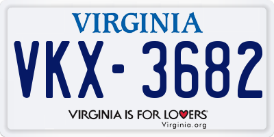VA license plate VKX3682