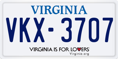 VA license plate VKX3707