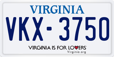 VA license plate VKX3750