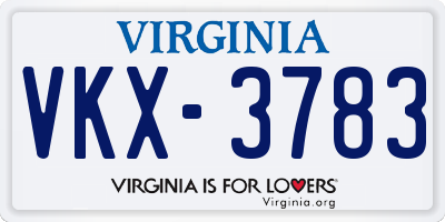 VA license plate VKX3783