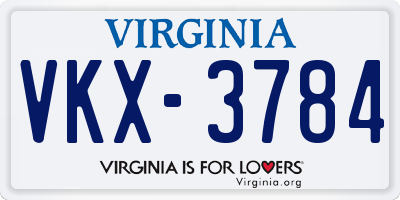 VA license plate VKX3784