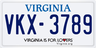 VA license plate VKX3789