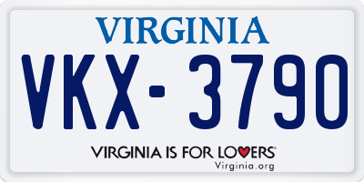 VA license plate VKX3790