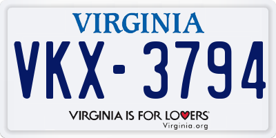 VA license plate VKX3794