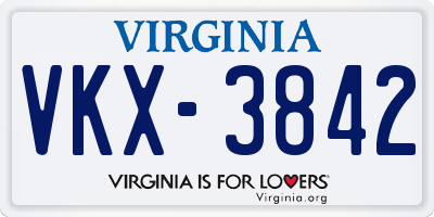 VA license plate VKX3842