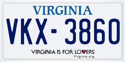 VA license plate VKX3860