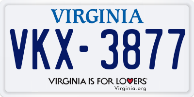VA license plate VKX3877