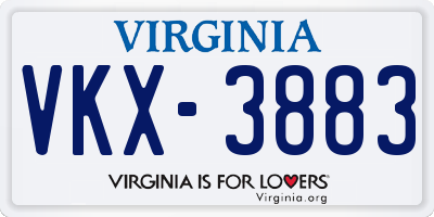 VA license plate VKX3883