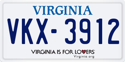 VA license plate VKX3912