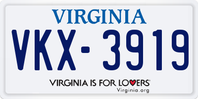 VA license plate VKX3919